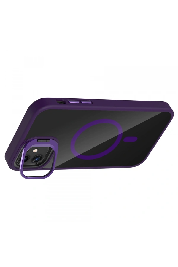 Apple iPhone 11 Kılıf Standlı ve Kamera Lens Hediyeli M-Safe Şarj Özellikli Zore Etro Kapak