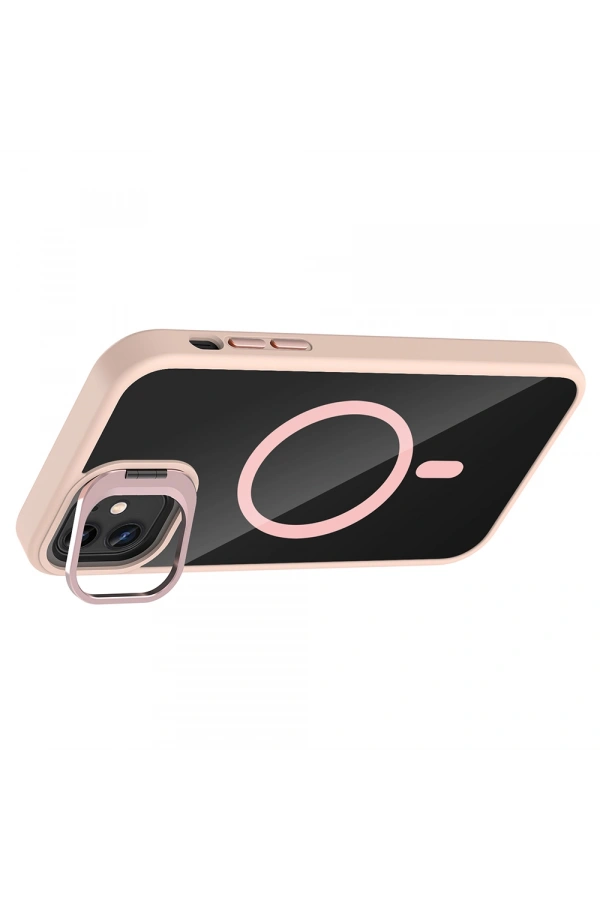 Apple iPhone 11 Kılıf Standlı ve Kamera Lens Hediyeli M-Safe Şarj Özellikli Zore Etro Kapak