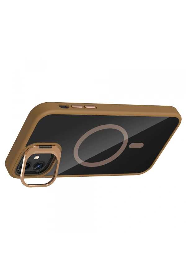 Apple iPhone 11 Kılıf Standlı ve Kamera Lens Hediyeli M-Safe Şarj Özellikli Zore Etro Kapak