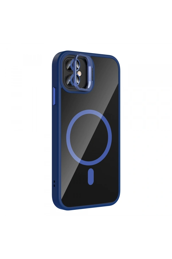 Apple iPhone 11 Kılıf Standlı ve Kamera Lens Hediyeli M-Safe Şarj Özellikli Zore Etro Kapak