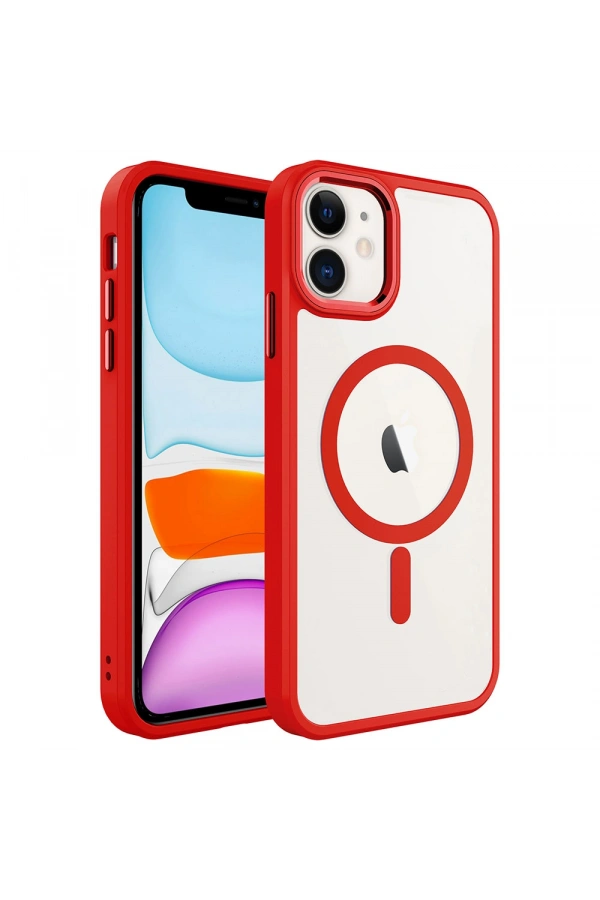 Apple iPhone 11 Kılıf Wireless Şarj Özellikli Zore Krom M-safe Silikon Kapak