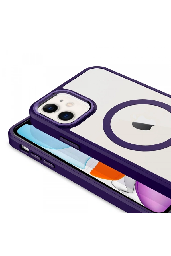 Apple iPhone 11 Kılıf Wireless Şarj Özellikli Zore Krom M-safe Silikon Kapak