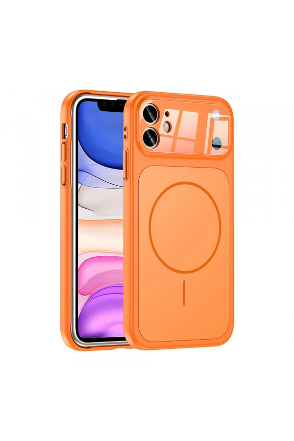 Apple iPhone 11 Kılıf Zore M-Safe Şarj Özellikli Kamera Korumalı Formen Kapak