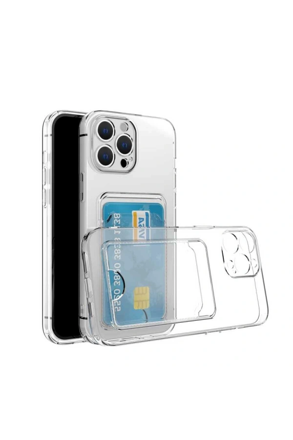 Apple iPhone 11 Pro Kılıf Kartlıklı Şeffaf Zore Setra Clear Silikon Kapak