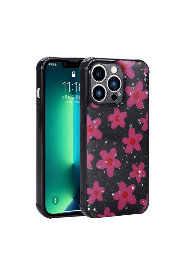 Apple iPhone 11 Pro Kılıf Simli Desenli Kamera Korumalı Parlak Zore Popy Kapak