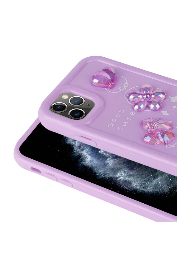 Apple iPhone 11 Pro Max Kılıf Kabartma Figürlü Parlak Zore Toys Silikon Kapak