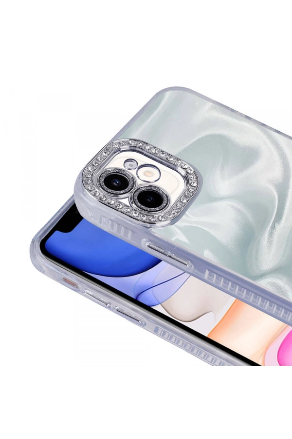 Apple iPhone 12 Kılıf Airbagli Parlak Taş Detay Tasarımlı Zore Esila Kapak