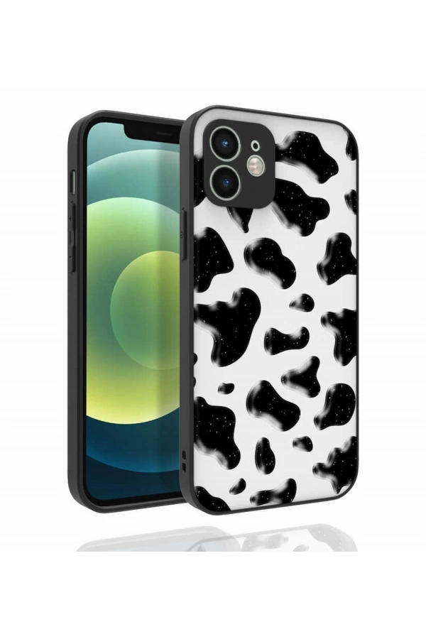 Apple iPhone 12 Kılıf Desenli Kamera Korumalı Parlak Zore Nora Kapak