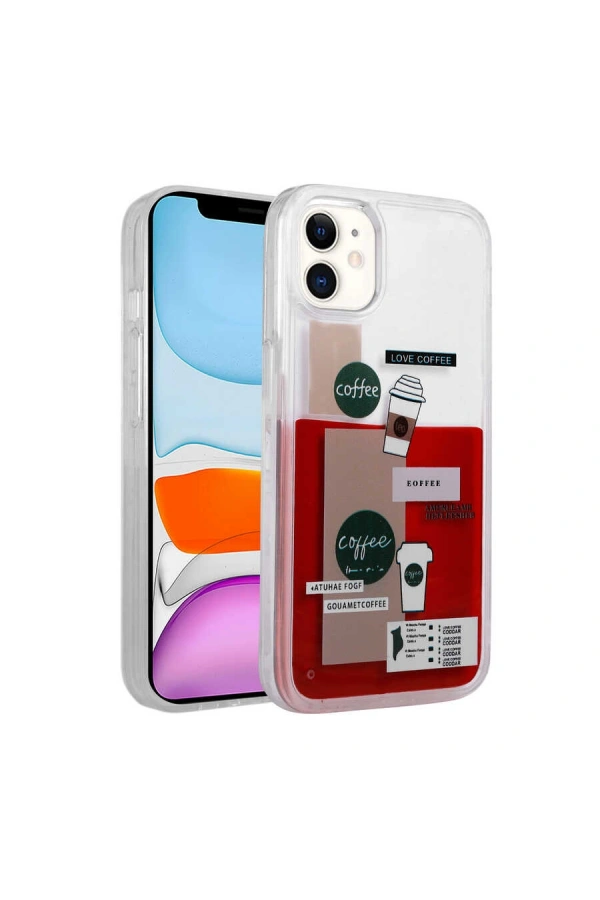 Apple iPhone 12 Kılıf Desenli Sıvılı Zore Drink Silikon Kapak