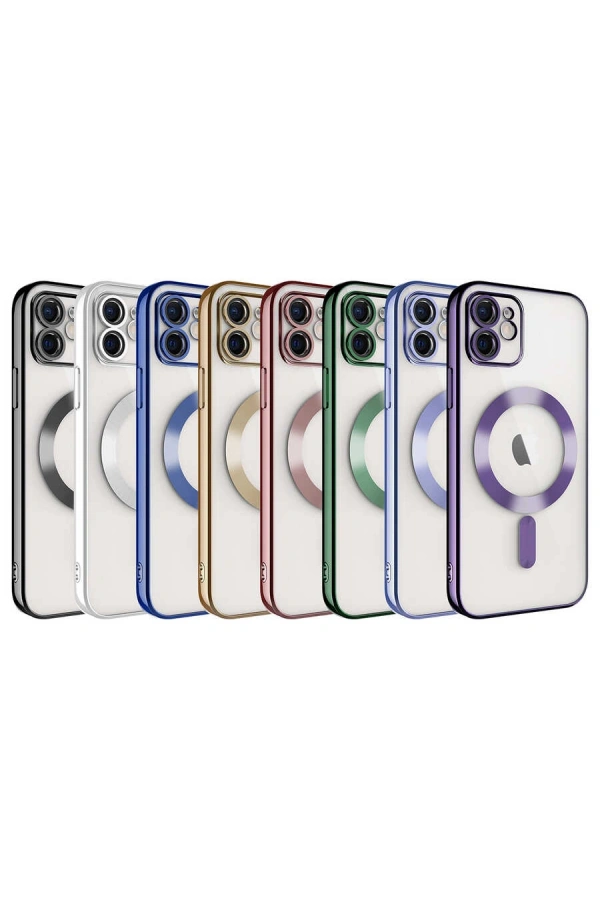 Apple iPhone 12 Kılıf Kamera Korumalı M-safe Wireless Şarj Özellikli Zore Demre Kapak