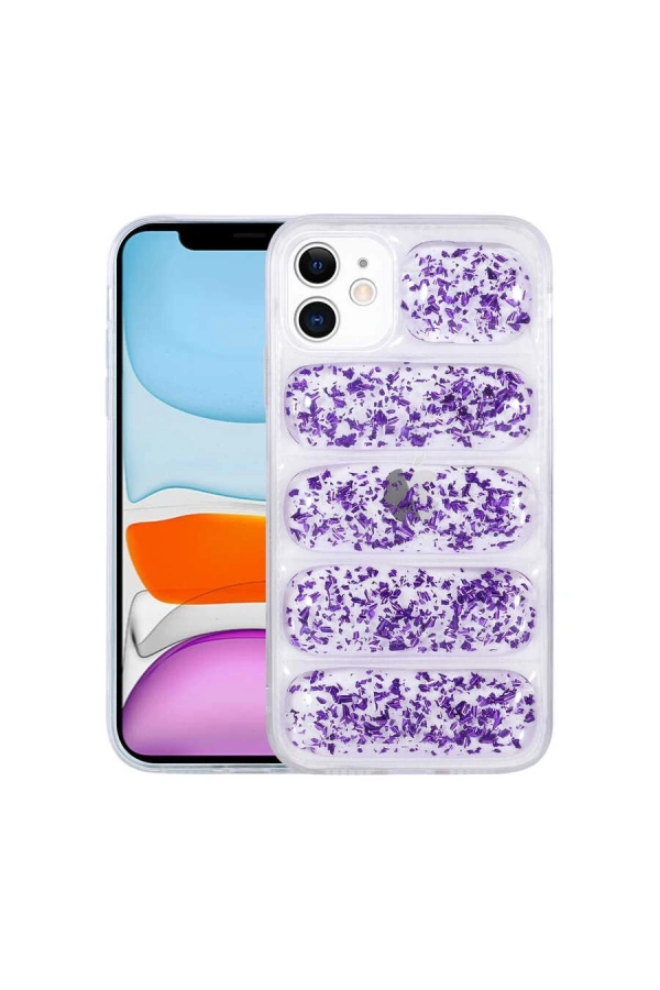 Apple iPhone 12 Kılıf Kamera Korumalı Simli Airbagli Zore Dalga Kapak