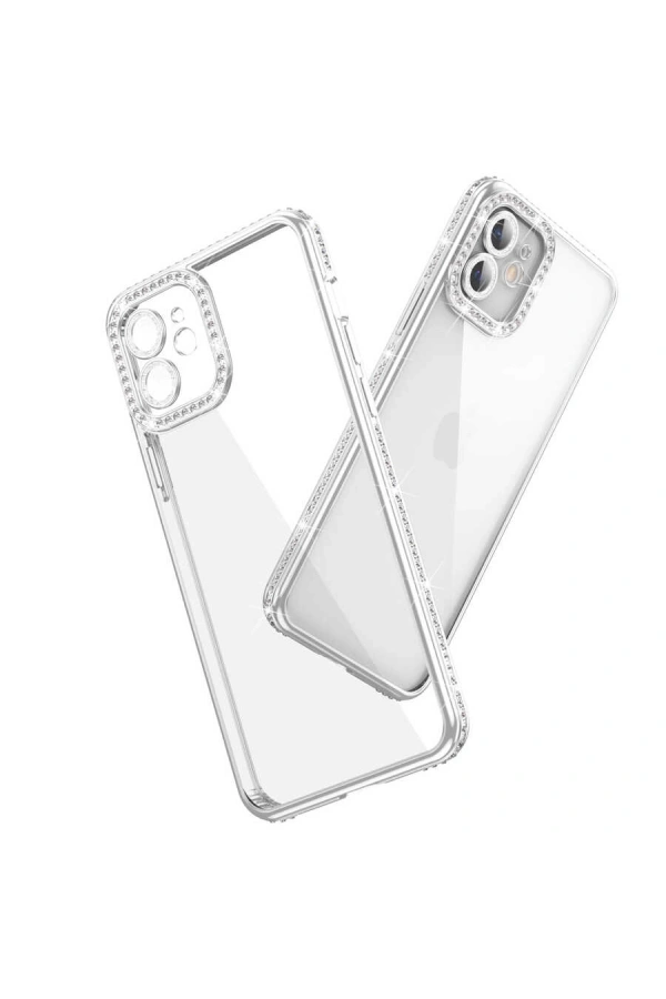Apple iPhone 12 Kılıf Kamera Korumalı Taşlı Zore Mina Kapak