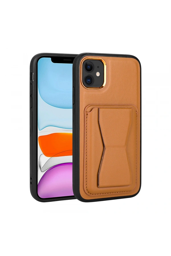 Apple iPhone 12 Kılıf Kartlıklı Standlı ​Pu Deri Zore Memo Kapak