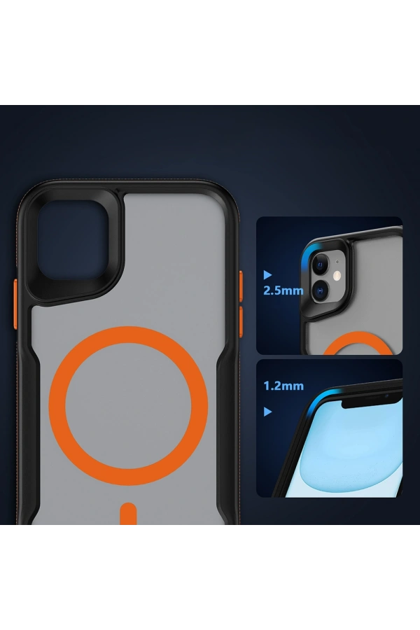 Apple iPhone 12 Kılıf M-safe Şarj Özellikli Renkli Kenar Airbag Şeritli Zore Lamer Kapak