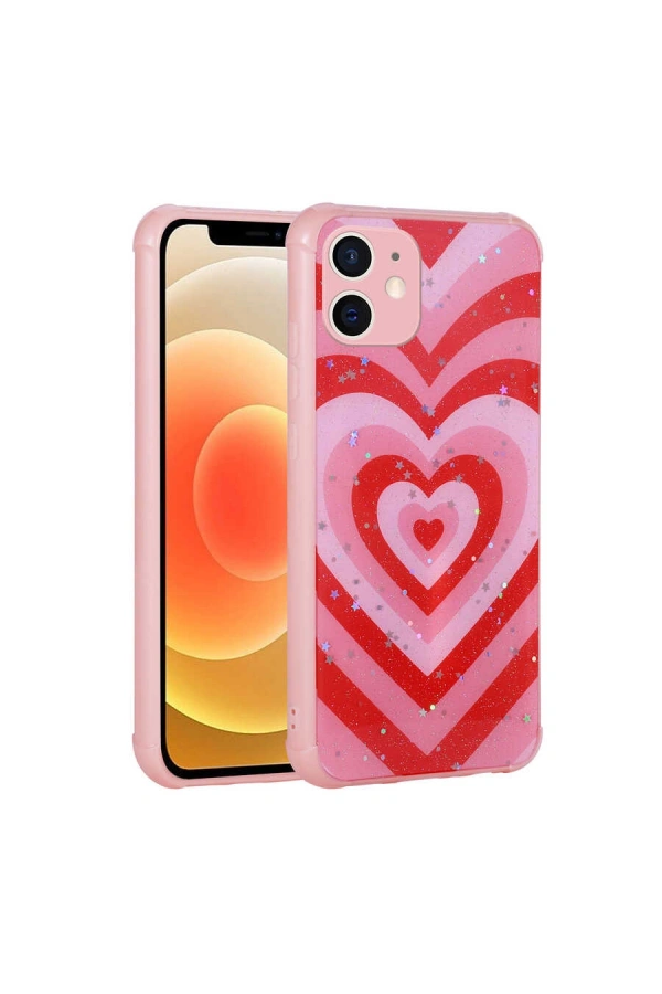 Apple iPhone 12 Kılıf Simli Desenli Kamera Korumalı Parlak Zore Popy Kapak