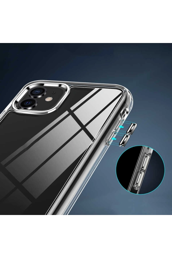Apple iPhone 12 Kılıf Standlı Şeffaf Silikon Zore L-Stand Kapak
