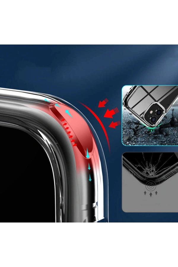 Apple iPhone 12 Kılıf Standlı Şeffaf Silikon Zore L-Stand Kapak