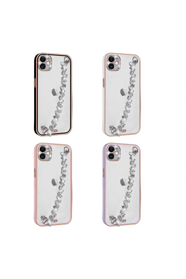 Apple iPhone 12 Kılıf Taş Süslemeli Kamera Korumalı El Tutamaçlı Zore Blazer Kapak