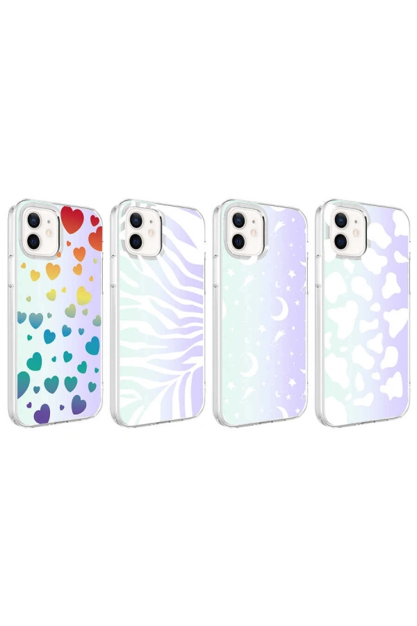 Apple iPhone 12 Kılıf Zore M-Blue Desenli Kapak