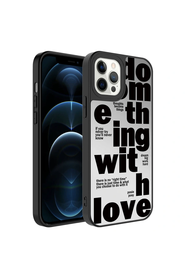 Apple iPhone 12 Pro Kılıf Aynalı Desenli Kamera Korumalı Parlak Zore Mirror Kapak