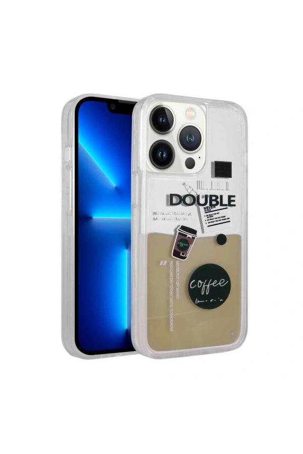 Apple iPhone 12 Pro Kılıf Desenli Sıvılı Zore Drink Silikon Kapak