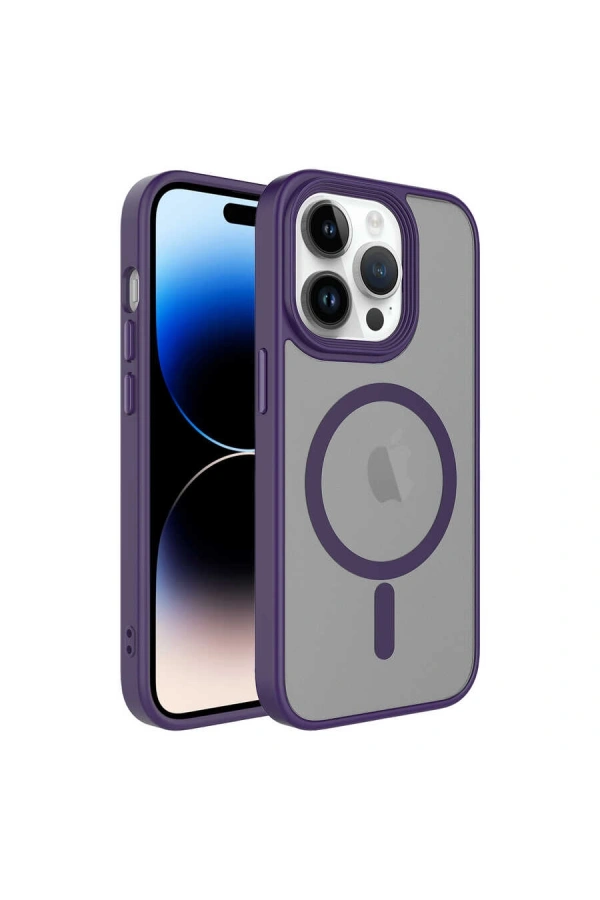 Apple iPhone 12 Pro Kılıf Mat Arka Yüzey Wireless Şarj Özellikli Zore Flet M-safe Kapak