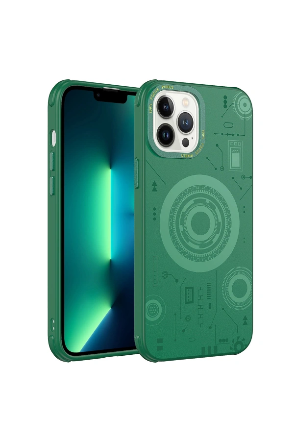 Apple iPhone 12 Pro Kılıf Zore Wireless Şarj Özellikli Desenli Hot Kapak