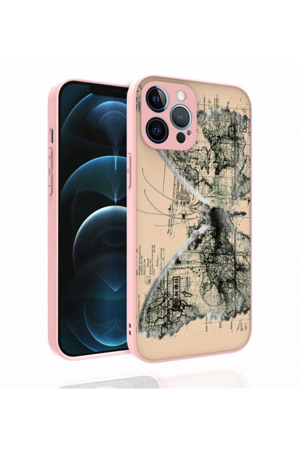 Apple iPhone 12 Pro Max Kılıf Desenli Kamera Korumalı Parlak Zore Nora Kapak