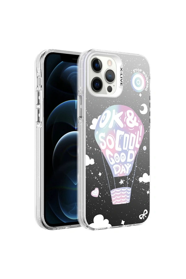 Apple iPhone 12 Pro Max Kılıf Desenli Zore Silver Sert Kapak