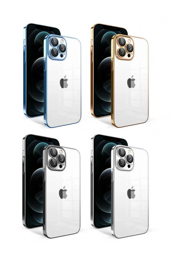 Apple iPhone 12 Pro Max Kılıf Kamera Korumalı Renkli Çerçeveli Zore Garaj Kapak