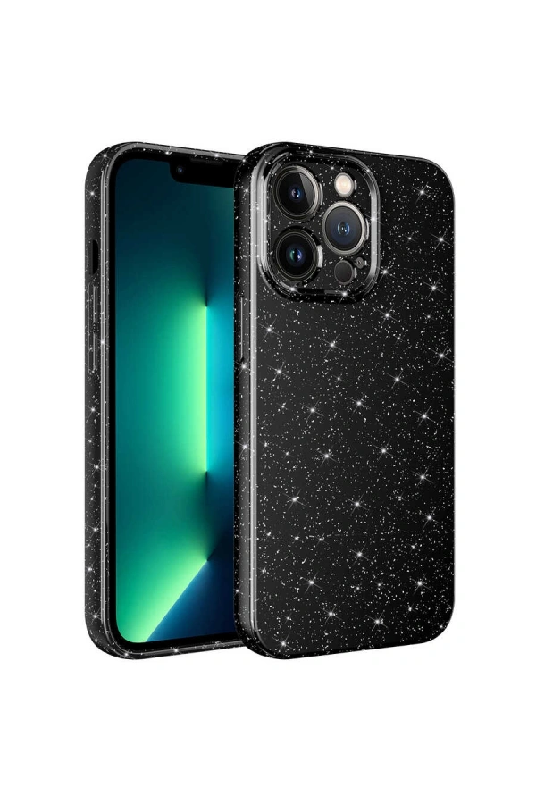 Apple iPhone 12 Pro Max Kılıf Kamera Korumalı Simli Lüks Zore Koton Kapak