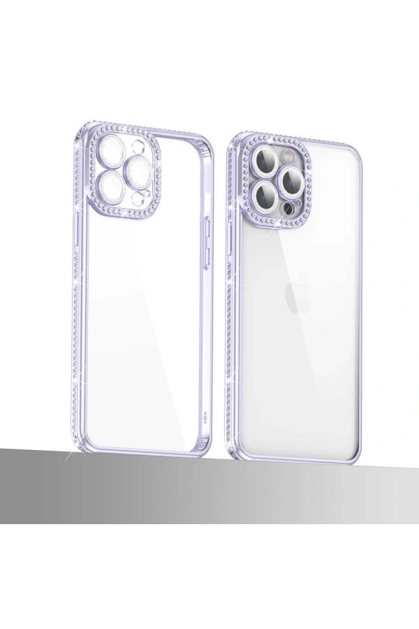 Apple iPhone 12 Pro Max Kılıf Kamera Korumalı Taşlı Zore Mina Kapak