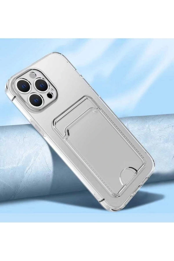 Apple iPhone 12 Pro Max Kılıf Kartlıklı Şeffaf Zore Setra Clear Silikon Kapak