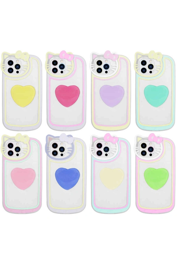 Apple iPhone 12 Pro Max Kılıf Kedi Figürlü Transparan Pop Soketli Zore Ritmik Kapak