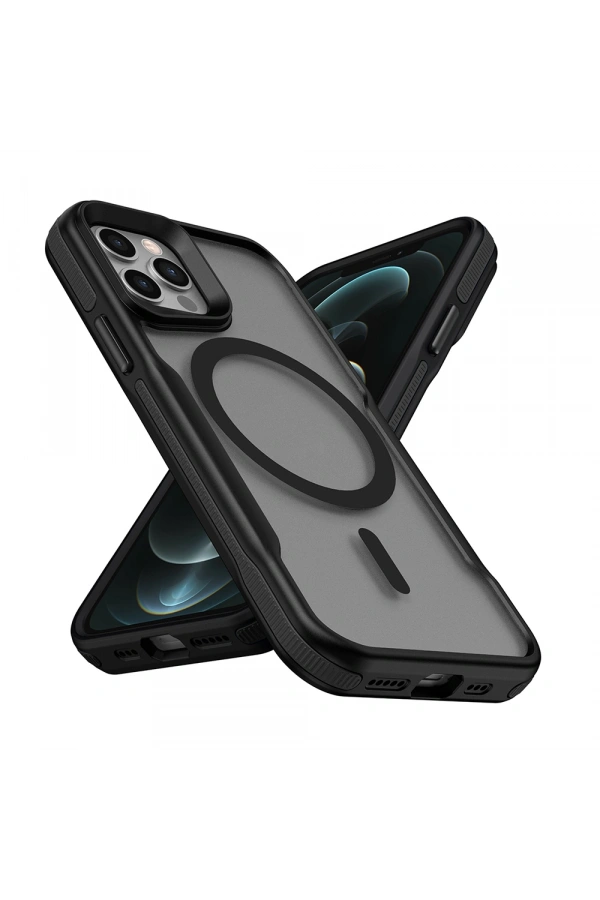 Apple iPhone 12 Pro Max Kılıf M-safe Şarj Özellikli Renkli Kenar Airbag Şeritli Zore Lamer Kapak