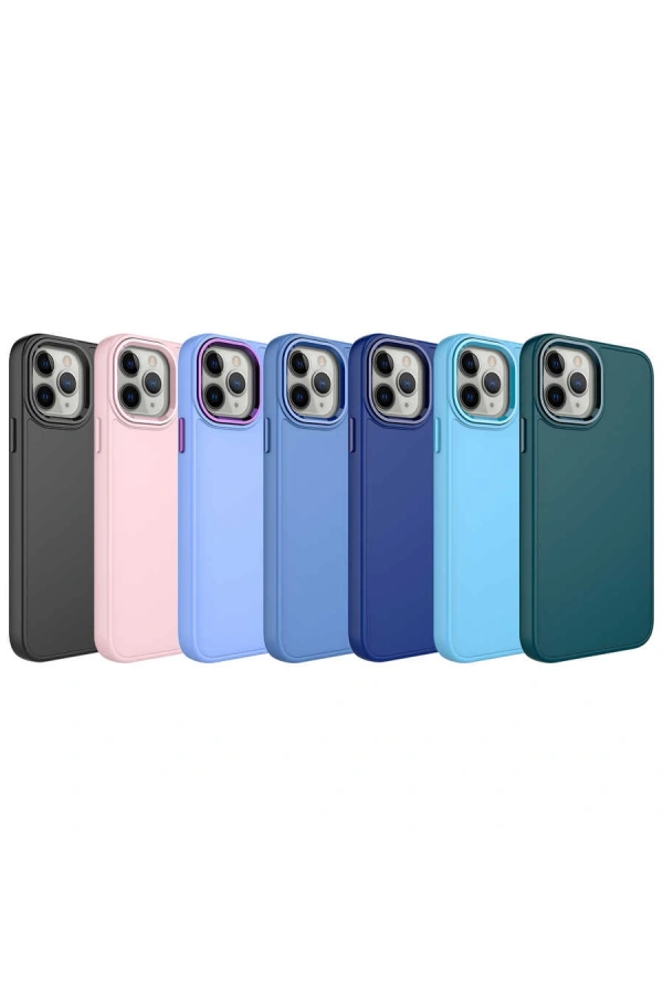 Apple iPhone 12 Pro Max Kılıf Metal Çerçeve ve Buton Tasarımlı Silikon Zore Luna Kapak