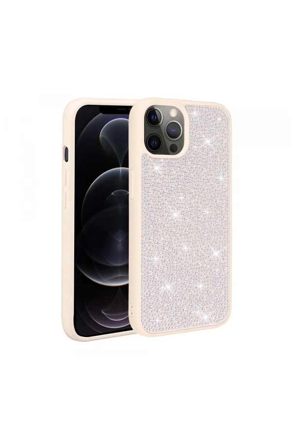 Apple iPhone 12 Pro Max Kılıf Parlak Taşlı Tasarım Zore Ston Kapak
