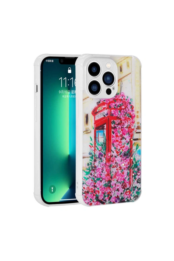 Apple iPhone 12 Pro Max Kılıf Simli Desenli Kamera Korumalı Parlak Zore Popy Kapak