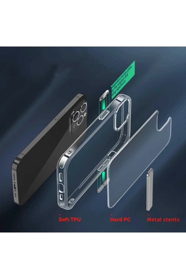 Apple iPhone 12 Pro Max Kılıf Standlı Şeffaf Silikon Zore L-Stand Kapak