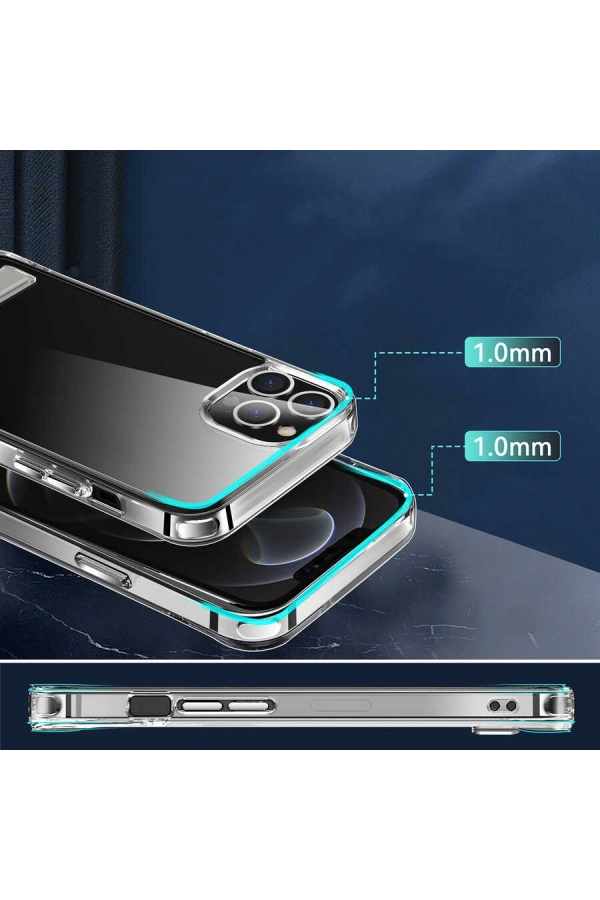 Apple iPhone 12 Pro Max Kılıf Standlı Şeffaf Silikon Zore L-Stand Kapak