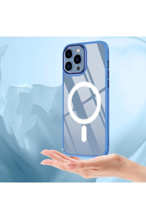 Apple iPhone 12 Pro Max Kılıf Wireless Şarj Özellikli Zore Krom M-safe Silikon Kapak