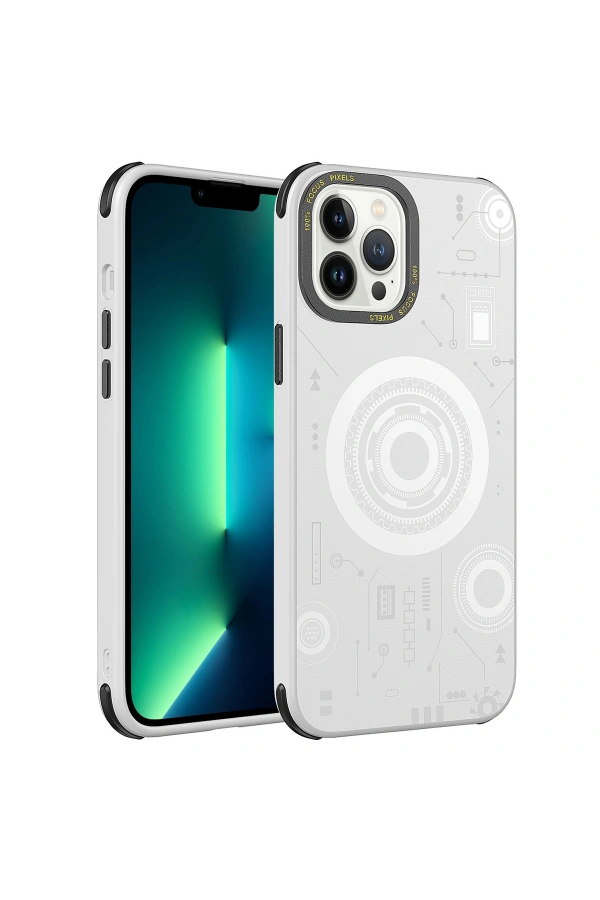 Apple iPhone 12 Pro Max Kılıf Zore Wireless Şarj Özellikli Desenli Hot Kapak