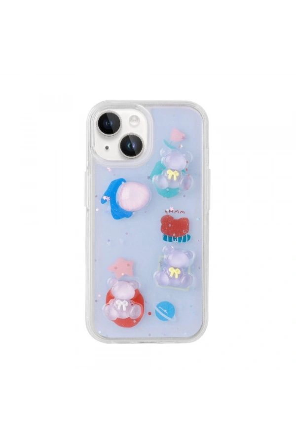 Apple iPhone 13 Kılıf Kabartma Figürlü Parlak Zore Minimini Silikon Kapak