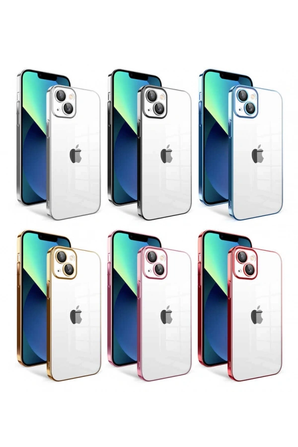 Apple iPhone 13 Kılıf Kamera Korumalı Renkli Çerçeveli Zore Garaj Kapak