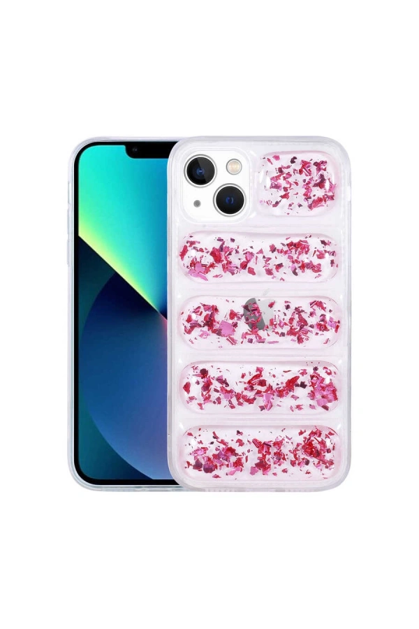 Apple iPhone 13 Kılıf Kamera Korumalı Simli Airbagli Zore Dalga Kapak