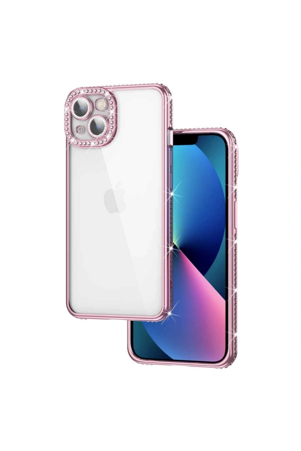Apple iPhone 13 Kılıf Kamera Korumalı Taşlı Zore Mina Kapak