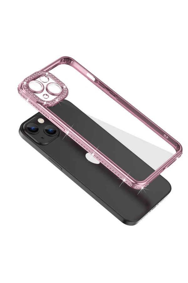 Apple iPhone 13 Kılıf Kamera Korumalı Taşlı Zore Mina Kapak