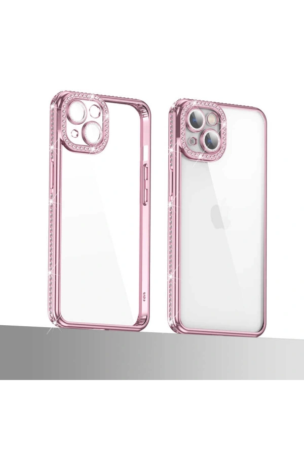 Apple iPhone 13 Kılıf Kamera Korumalı Taşlı Zore Mina Kapak