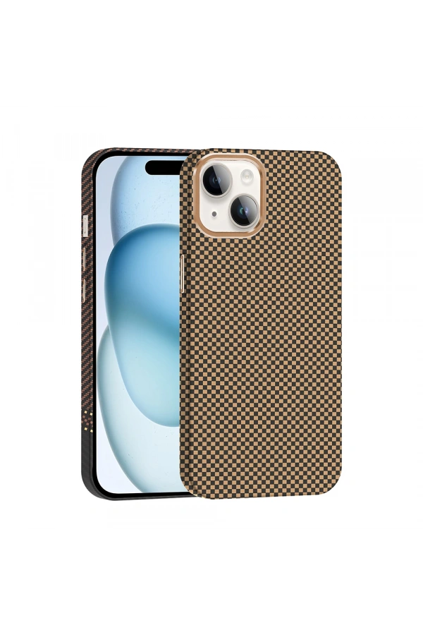 Apple iPhone 13 Kılıf M-safe Şarj Özellikli Karbon Fiber Görünümlü Zore Gros Kapak
