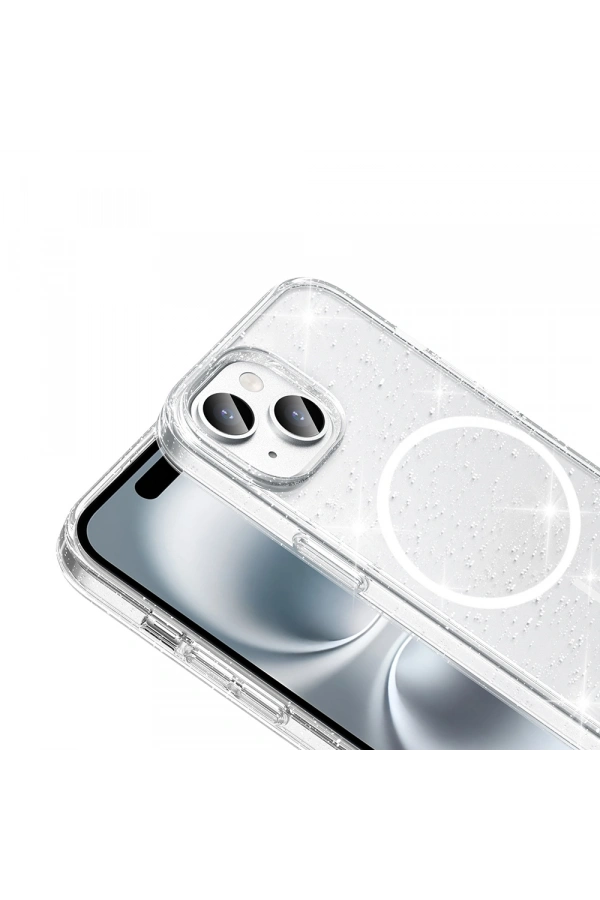 Apple iPhone 13 Kılıf M-safe Şarj Özellikli Parlayan Simli Saydam Renkli Zore Maris Kapak